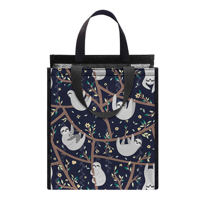 Sloth Family Pattern Print Insulated Lunch Tote