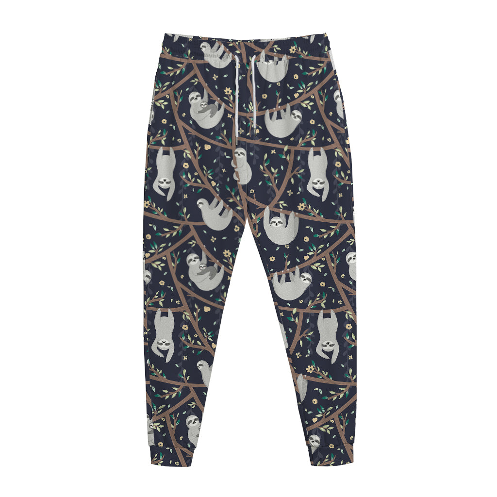 Sloth Family Pattern Print Jogger Pants