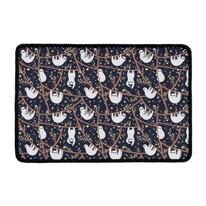 Sloth Family Pattern Print Kitchen Mat