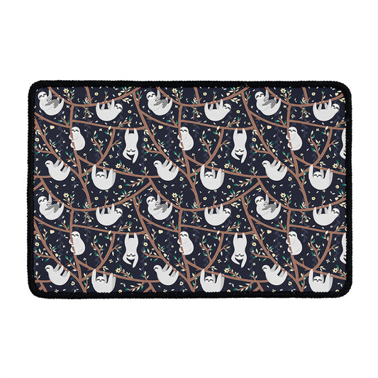 Sloth Family Pattern Print Kitchen Mat