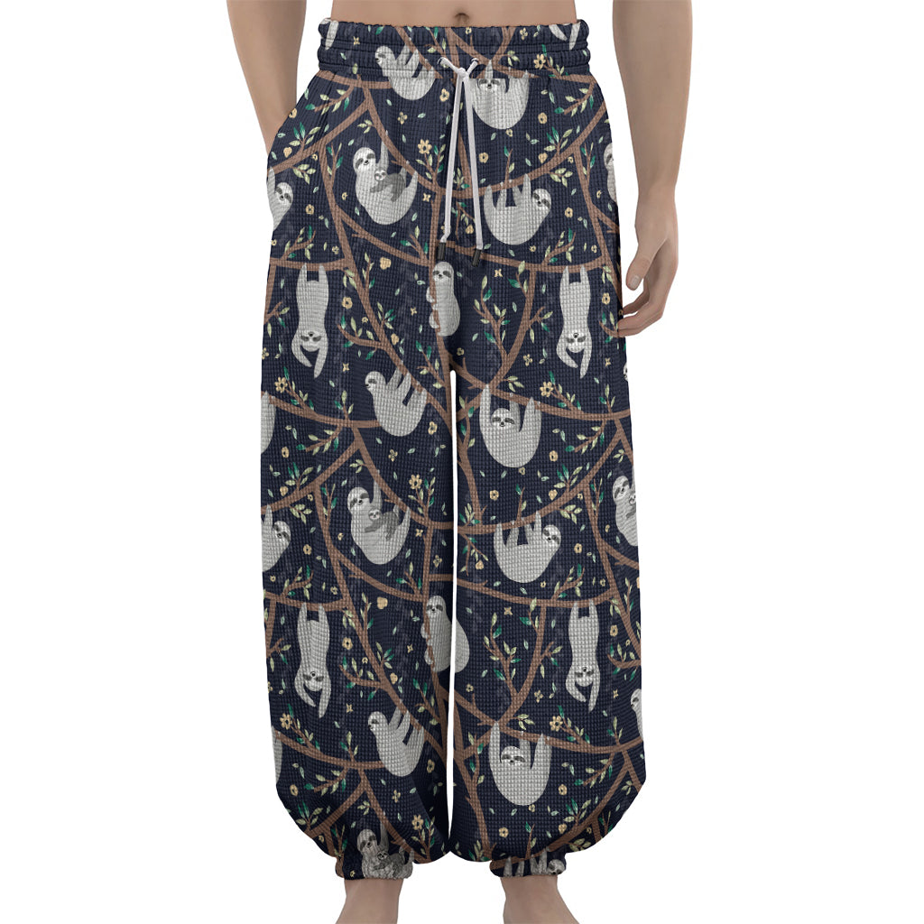 Sloth Family Pattern Print Lantern Pants