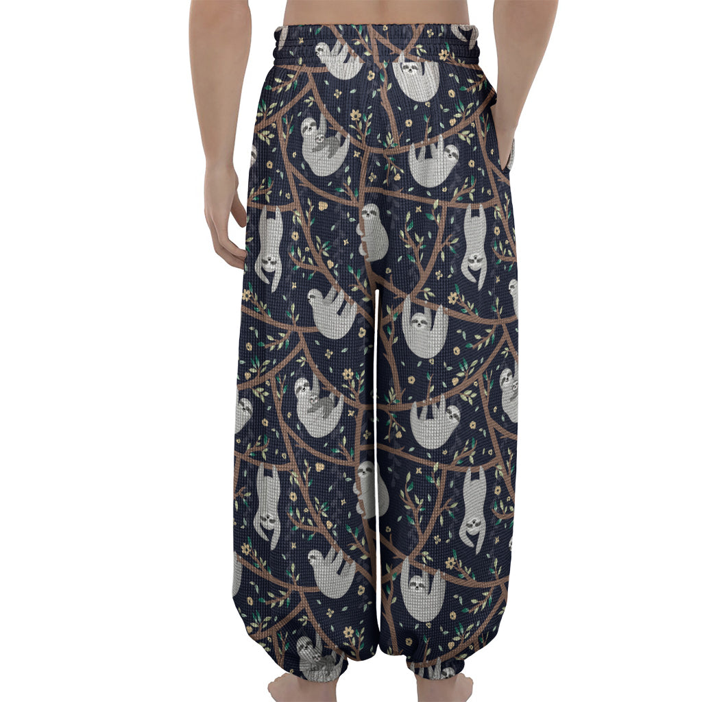 Sloth Family Pattern Print Lantern Pants