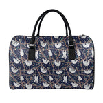 Sloth Family Pattern Print Leather Duffle Bag