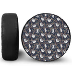 Sloth Family Pattern Print Leather Spare Tire Cover