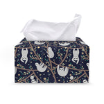 Sloth Family Pattern Print Leather Tissue Box Cover