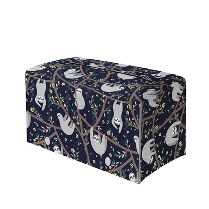 Sloth Family Pattern Print Leather Tissue Box Cover