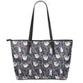 Sloth Family Pattern Print Leather Tote Bag With Zipper