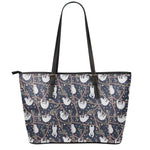 Sloth Family Pattern Print Leather Tote Bag