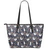 Sloth Family Pattern Print Leather Tote Bag