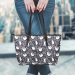 Sloth Family Pattern Print Leather Tote Bag