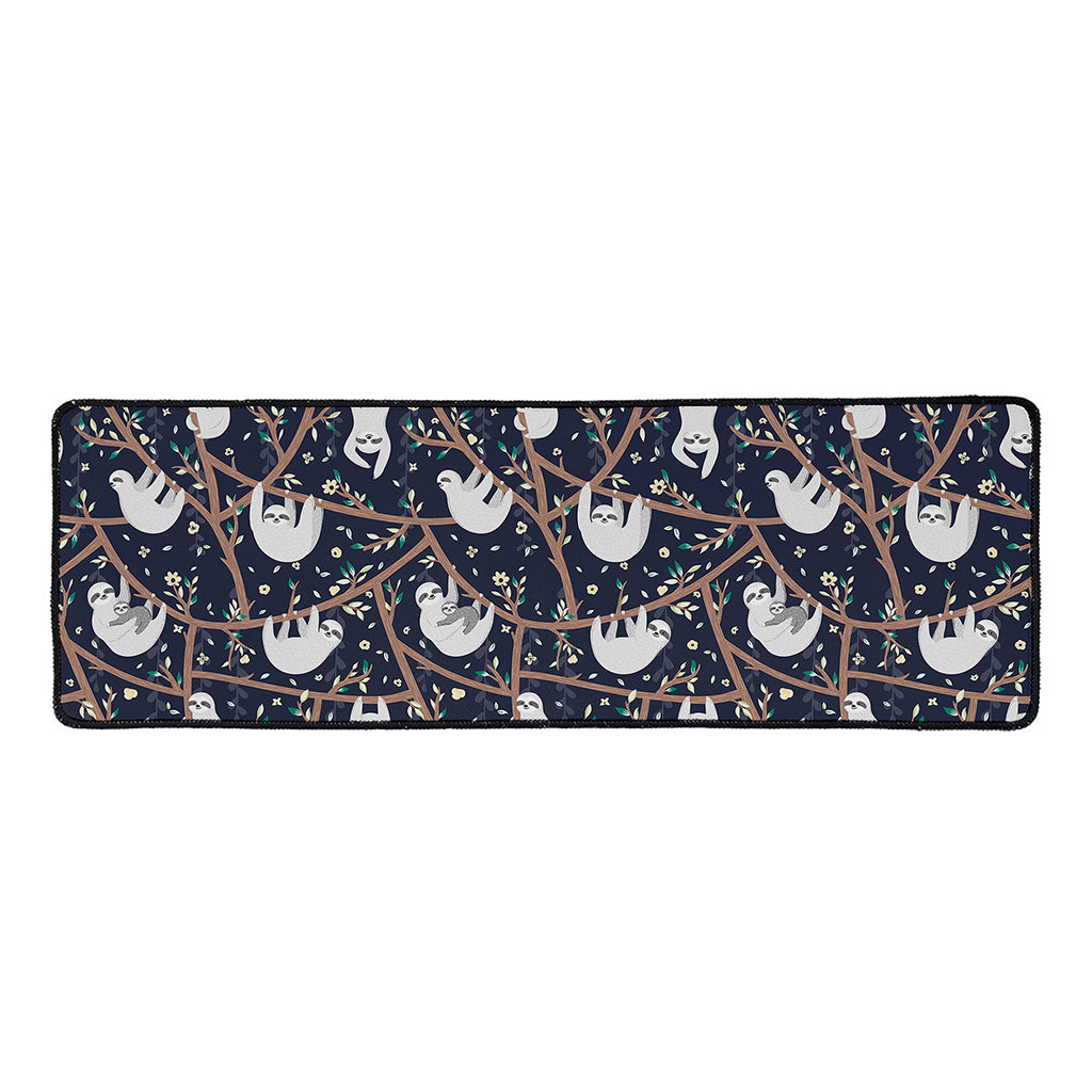 Sloth Family Pattern Print Long Kitchen Mat
