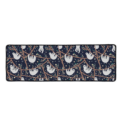 Sloth Family Pattern Print Long Kitchen Mat