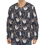 Sloth Family Pattern Print Long Sleeve Baseball Jersey