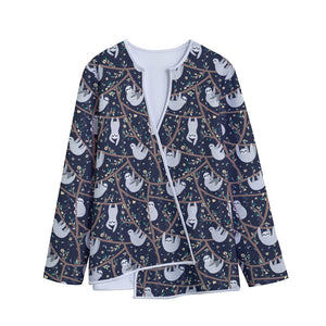 Sloth Family Pattern Print Long Sleeve Short Coat