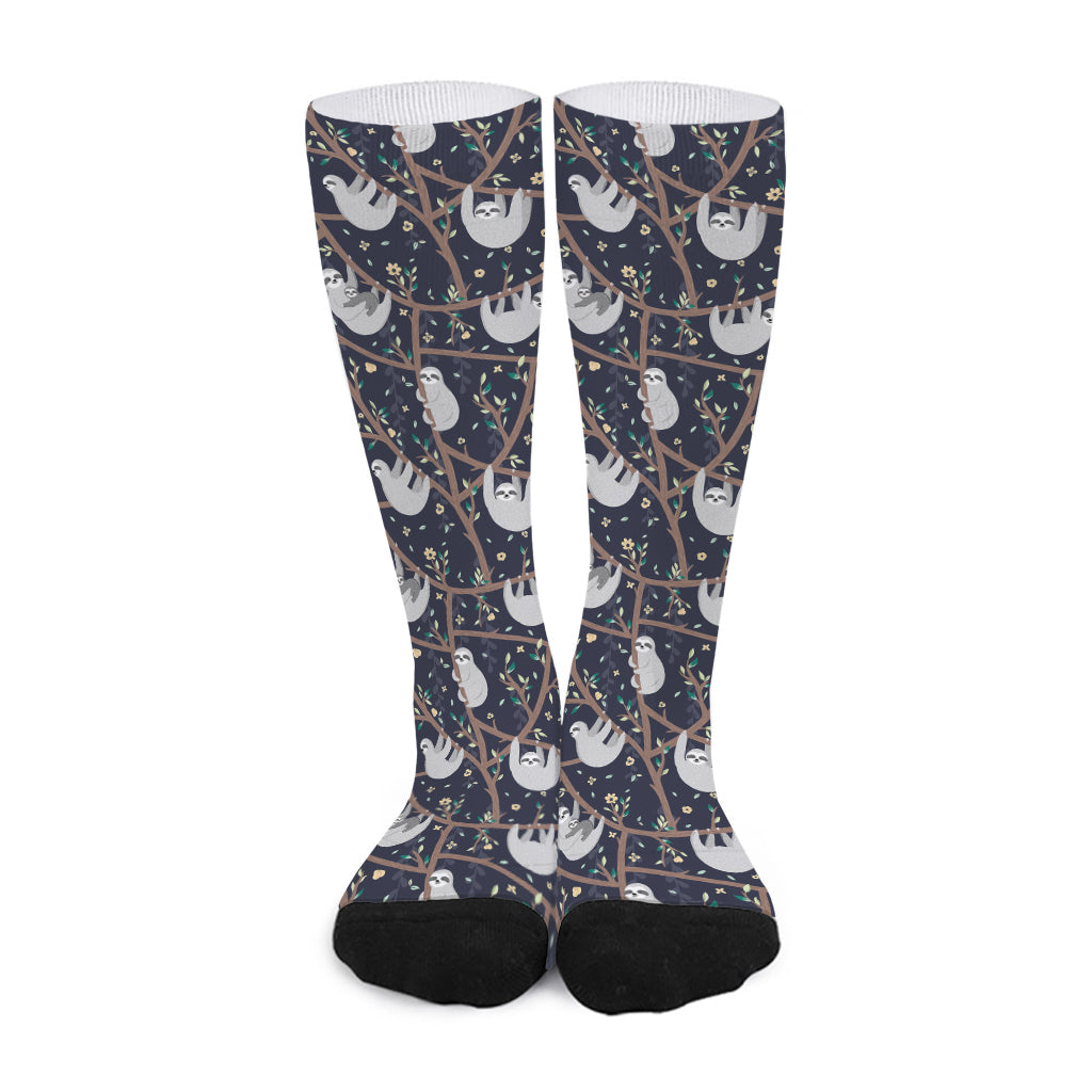 Sloth Family Pattern Print Long Socks