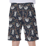 Sloth Family Pattern Print Men's Beach Shorts