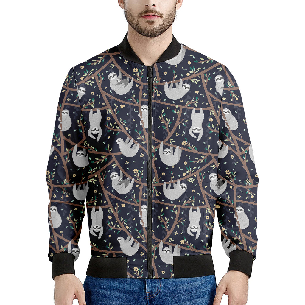 Sloth Family Pattern Print Men's Bomber Jacket