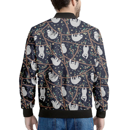 Sloth Family Pattern Print Men's Bomber Jacket