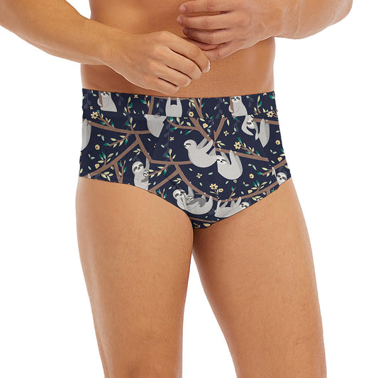 Sloth Family Pattern Print Men's Briefs