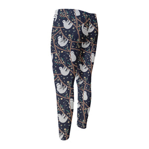 Sloth Family Pattern Print Men's Compression Pants