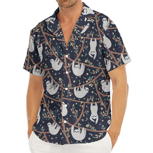 Sloth Family Pattern Print Men's Deep V-Neck Shirt