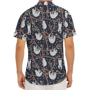 Sloth Family Pattern Print Men's Deep V-Neck Shirt