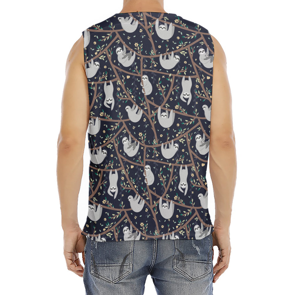 Sloth Family Pattern Print Men's Fitness Tank Top