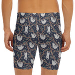 Sloth Family Pattern Print Men's Long Boxer Briefs