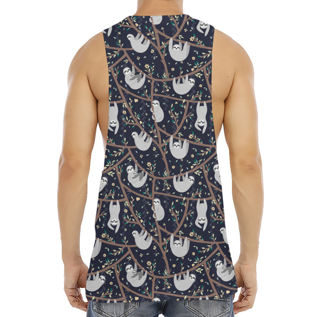 Sloth Family Pattern Print Men's Muscle Tank Top