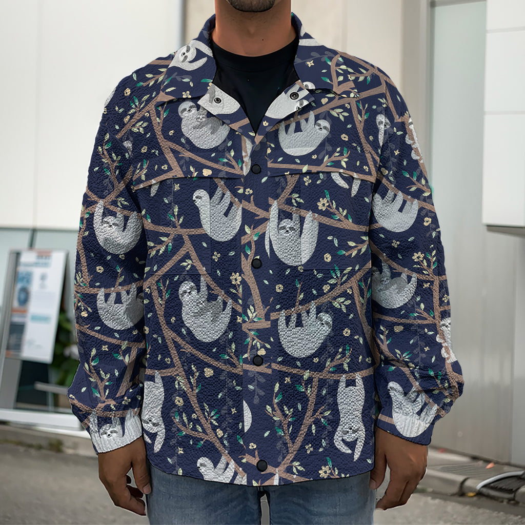 Sloth Family Pattern Print Men's Shirt Jacket