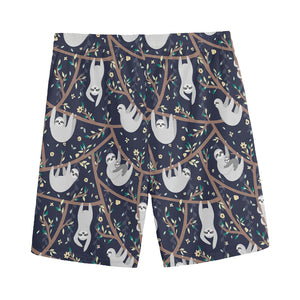 Sloth Family Pattern Print Men's Sports Shorts