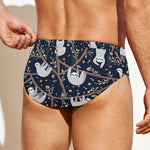 Sloth Family Pattern Print Men's Swim Briefs