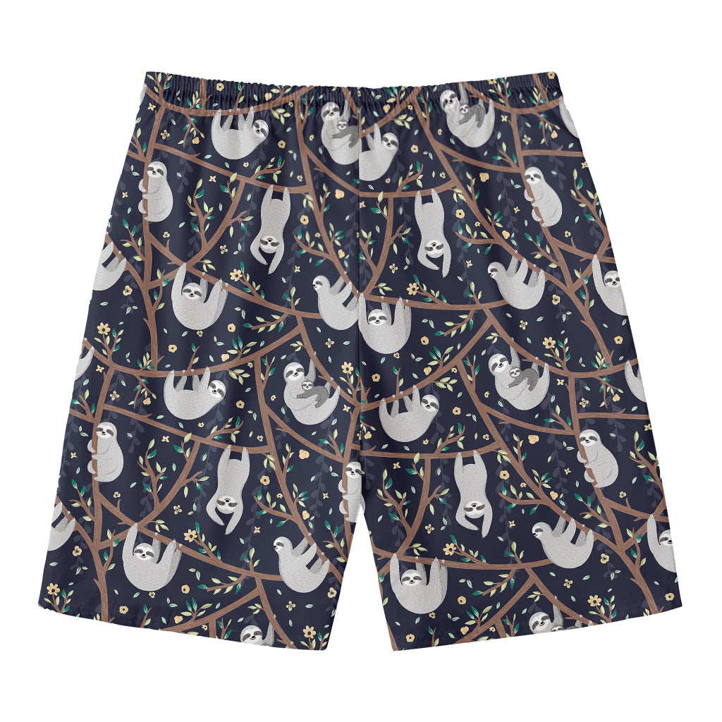 Sloth Family Pattern Print Men's Swim Trunks