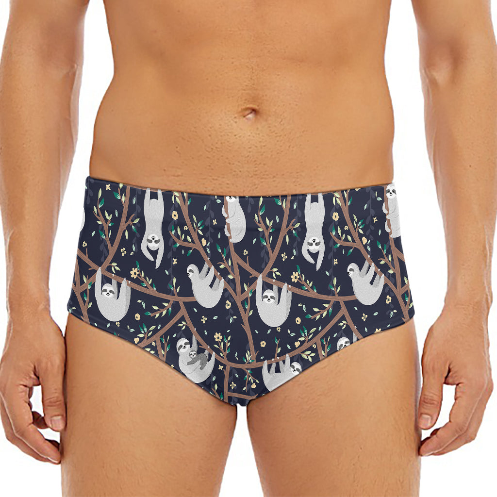 Sloth Family Pattern Print Men's Triangle Swim Briefs