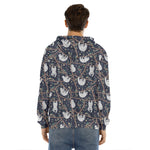 Sloth Family Pattern Print Men's Velvet Pullover Hoodie