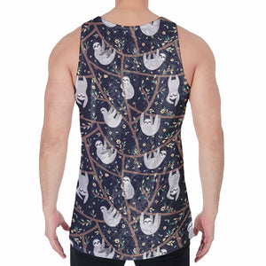 Sloth Family Pattern Print Men's Velvet Tank Top