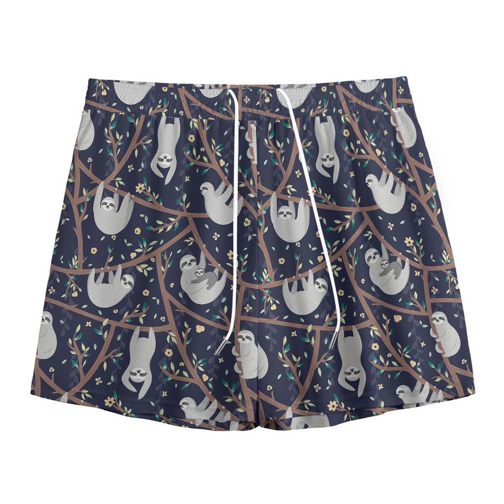 Sloth Family Pattern Print Mesh Shorts