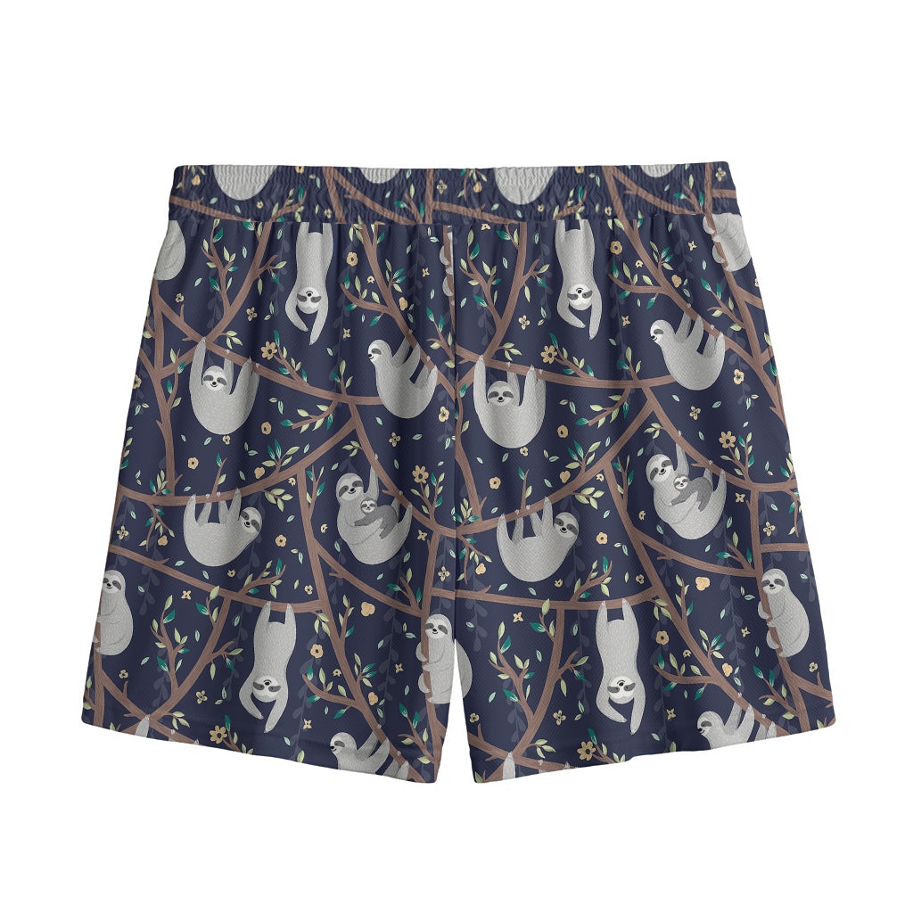 Sloth Family Pattern Print Mesh Shorts