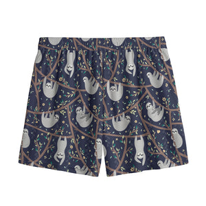 Sloth Family Pattern Print Mesh Shorts