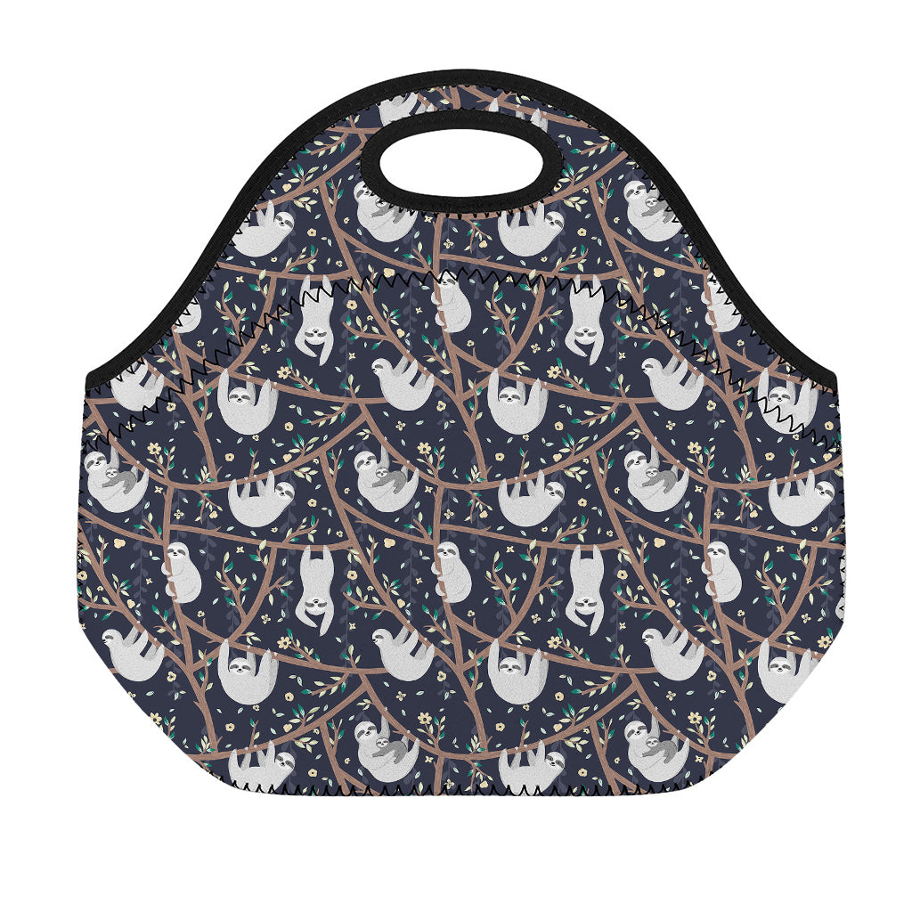 Sloth Family Pattern Print Neoprene Lunch Bag