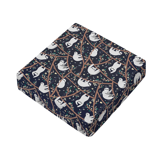 Sloth Family Pattern Print Outdoor Seat Cushion Cover