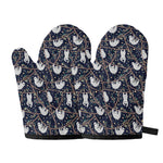 Sloth Family Pattern Print Oven Mitts