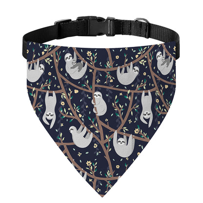 Sloth Family Pattern Print Over The Collar Dog Bandana