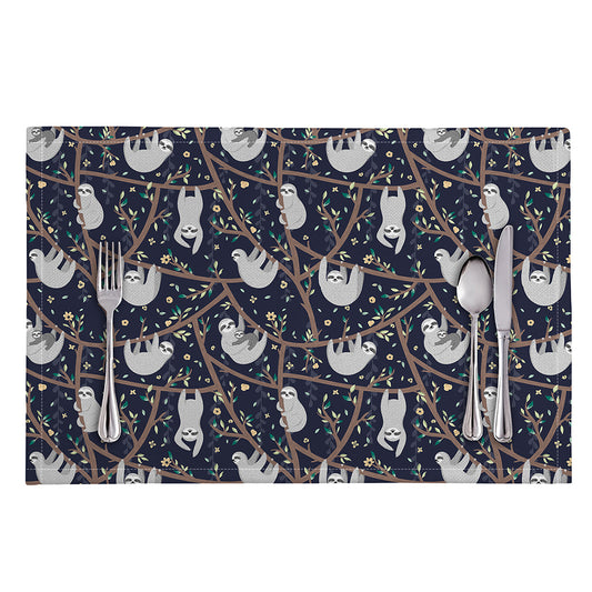 Sloth Family Pattern Print Placemat
