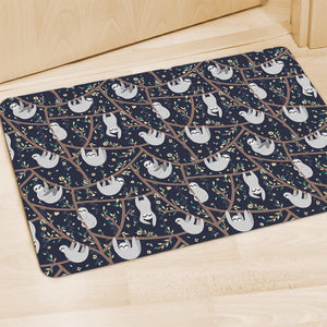 Sloth Family Pattern Print Polyester Doormat