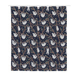 Sloth Family Pattern Print Polyester Shower Curtain