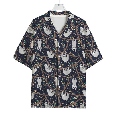 Sloth Family Pattern Print Rayon Hawaiian Shirt
