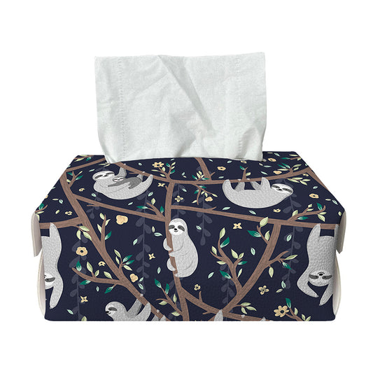 Sloth Family Pattern Print Rectangle Tissue Box Cover