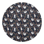 Sloth Family Pattern Print Round Blanket