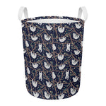 Sloth Family Pattern Print Round Laundry Basket